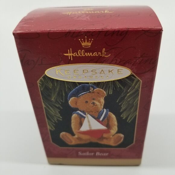 Vtg Hallmark Keepsake Ornament Sailor Bear Nautical Christmas, flocked 1997 NOS - Picture 1 of 7